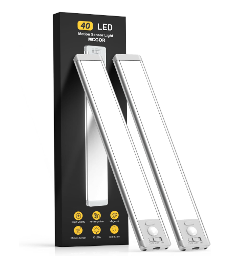 Rechargeable Motion Sensor Under Cabinet Lights – 40 LED, Wireless, Magnetic, and Dimmable – Perfect for Kitchens, Closets, and Stairs (2-Pack): Review