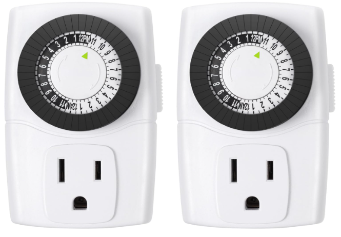 BN-LINK BND-60/U47 Indoor Mini 24-Hour Mechanical Outlet Timer, 3-Prong, 2-Pack